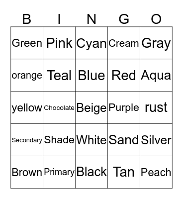 Color Bingo  Bingo Card