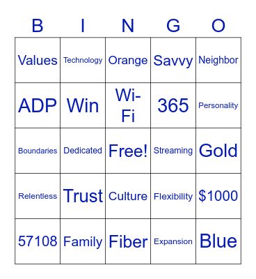 Bluepeak Bingo Card
