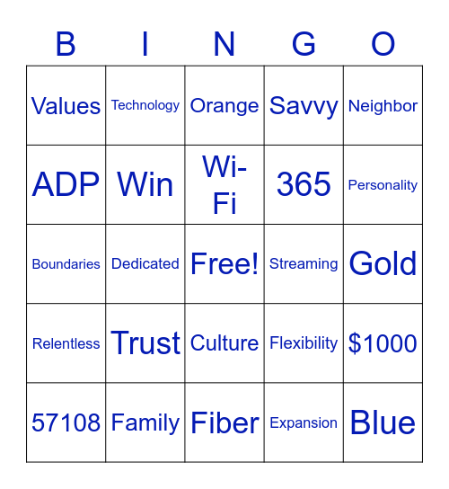 Bluepeak Bingo Card