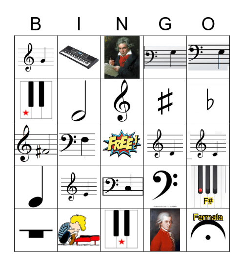 Piano Class Bingo V. 5  Mr. Warnick Bingo Card