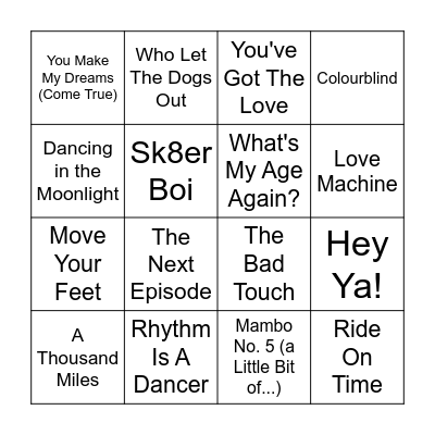 Bangers Bingo Card