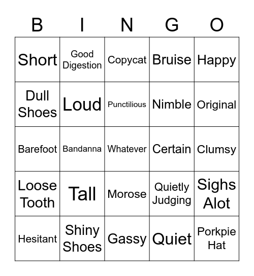 CHARACTER BINGO Card