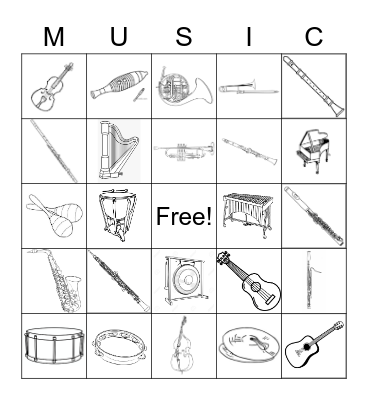 Orchestra Instruments + Others Bingo Card