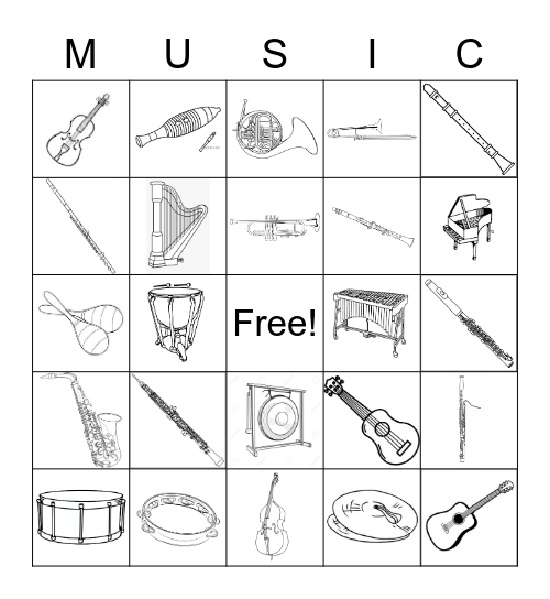 Orchestra Instruments + Others Bingo Card