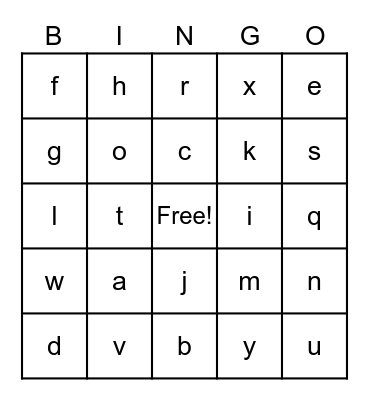 Alphabet Bingo Card