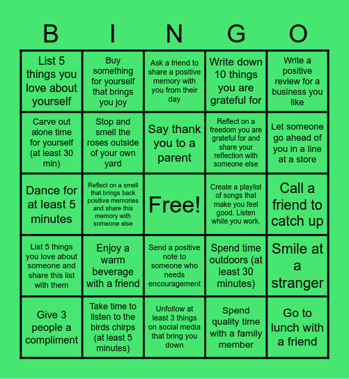 Joyful June Wellness Challenge Bingo Card