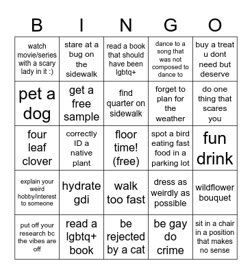 pride month bingo Card