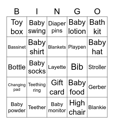 AMY'S BABY BINGO Card