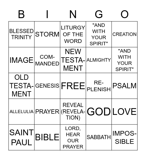 Religion Review Bingo - September Bingo Card