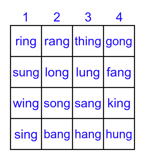 Glued Sounds Bingo Card