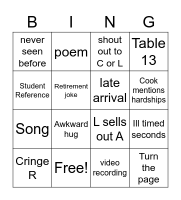 2022 Bingo Card