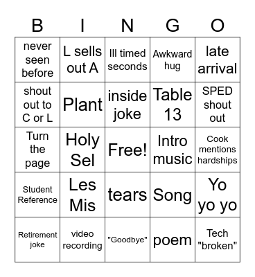 2022 Bingo Card