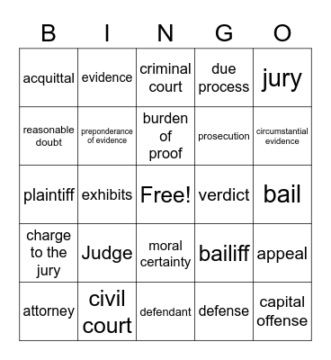 12 Angry Men Bingo Card