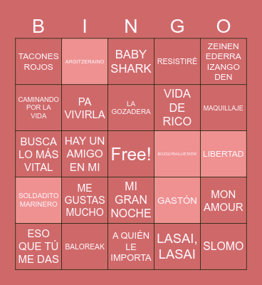 BINGO MUSICAL Bingo Card