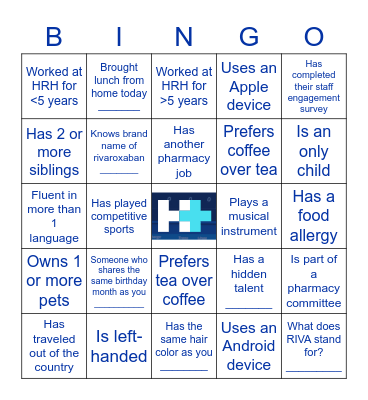 PHARMACY ICEBREAKER Bingo Card