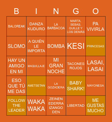 BINGO MUSICAL Bingo Card