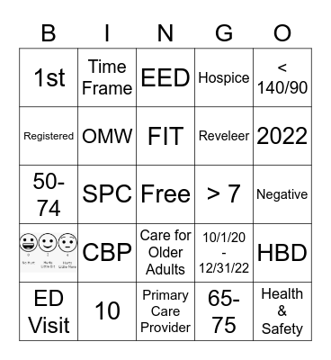 Supplemental HEDIS Bingo Card