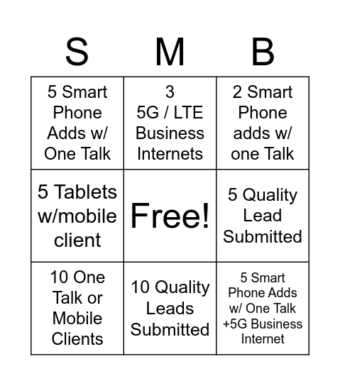 SMB BINGO Card