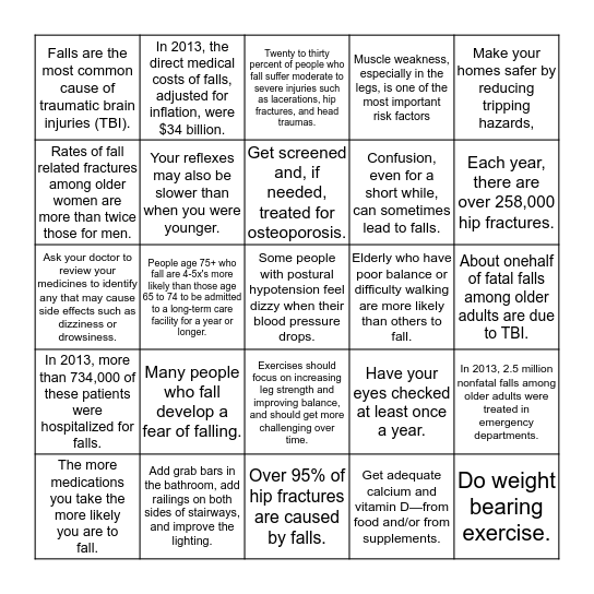 Balance Bingo Card