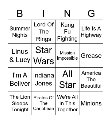 Popular - Singo Bingo Card