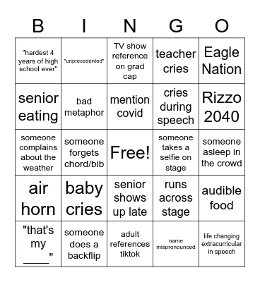 hs grad Bingo Card