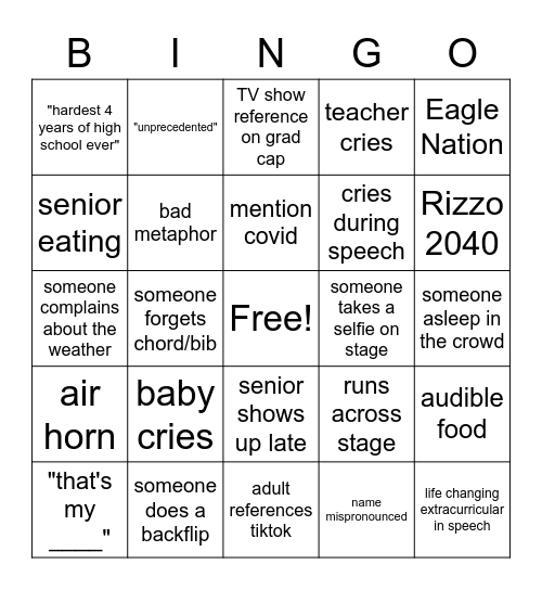 hs grad Bingo Card