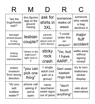 RMDRC Bingo Card