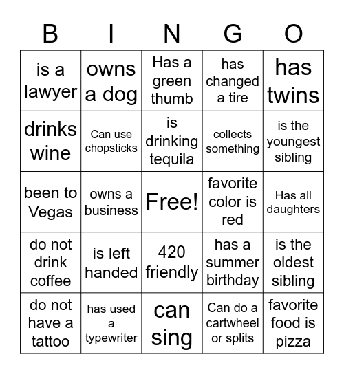 Find someone who! Bingo Card