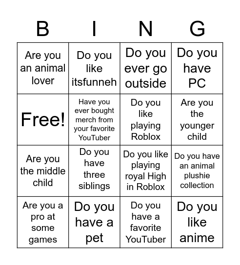 My bingo card Bingo Card