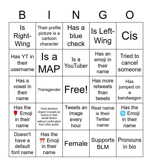 Twitter Bingo Card