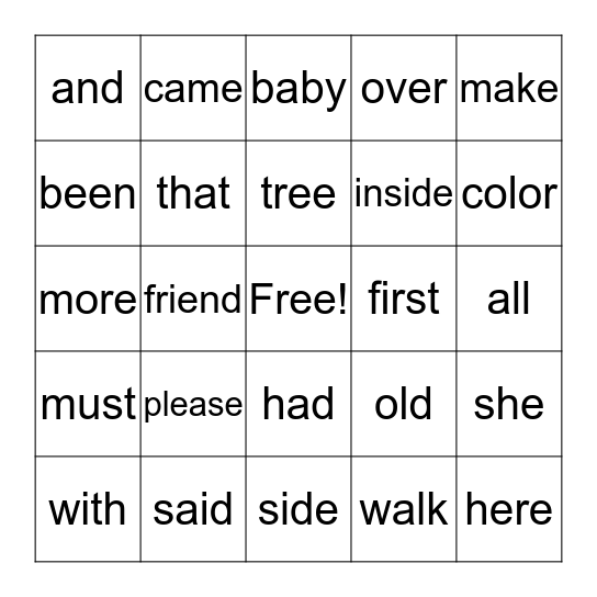 high-frequency-words-bingo-card