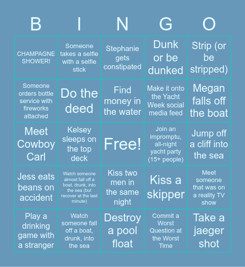 YACHT WEEK BINGO! Bingo Card