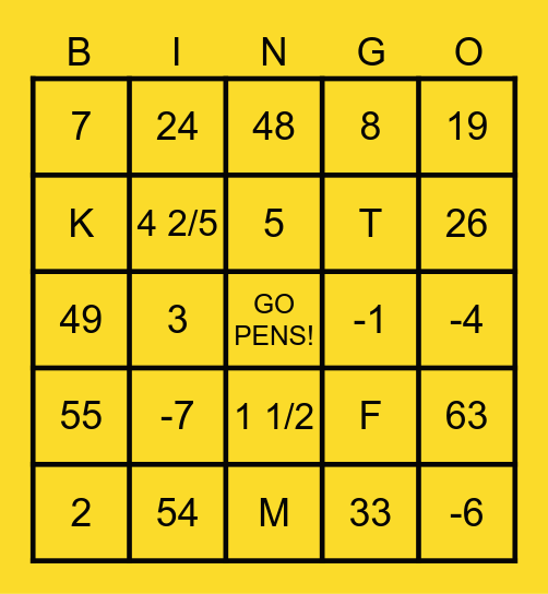 Math BINGO! Bingo Card