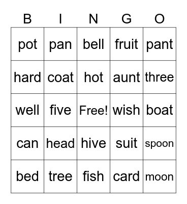 Untitled Bingorhyming bingo Card