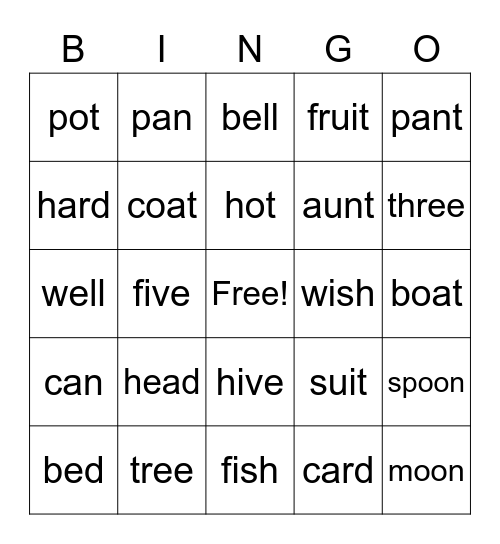 Untitled Bingorhyming bingo Card