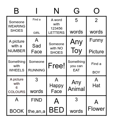 PICTURE BOOK  Bingo Card