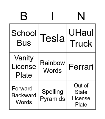 Bus Bingo! Bingo Card