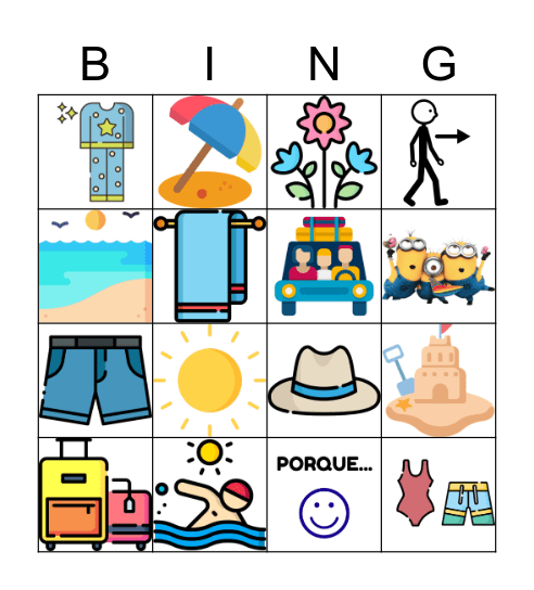 Las vacaciones Bingo Card