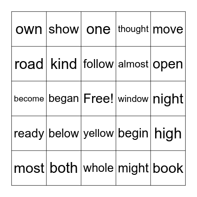 2nd Grade module 5 Bingo Card