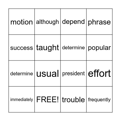 4th grade Bingo Card