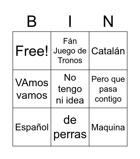 Prueba Bingo Card