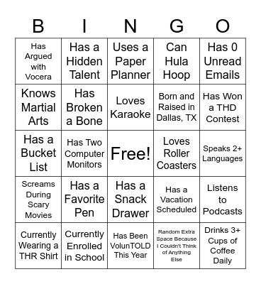 ICE BREAKER BINGO Card