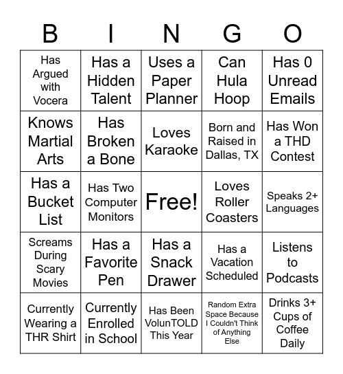 ICE BREAKER BINGO Card