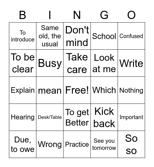 ASL Unit 1 & Unit 2 Review Bingo Card