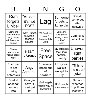 Imperfect Dodge Bingo Card