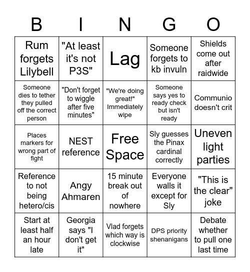 Imperfect Dodge Bingo Card