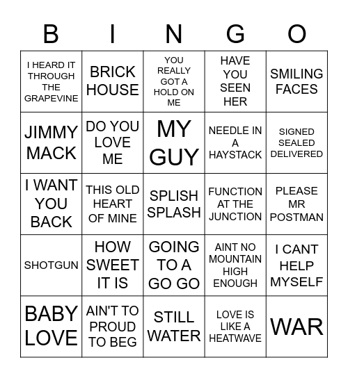 MOTOWN BINGO Card