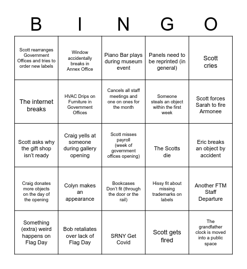 Birthday Month Bingo Card