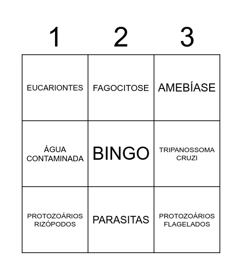 BINGO - PROTOZOÁRIOS - 2º ANO"A" Bingo Card