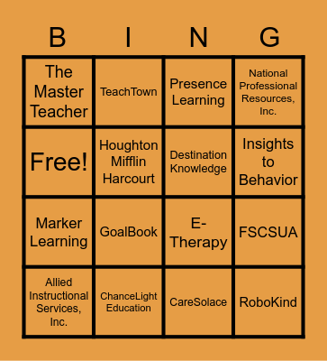 2022 Florida CASE Leadership Conference Sponsors Bingo Card
